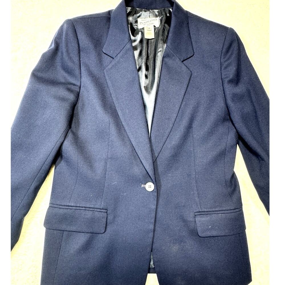 Pendleton Vtg Virgin Wool Blazer Navy Blue Single Button Corpcore Womens Sz 10